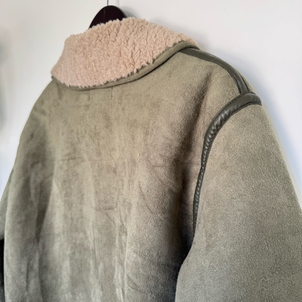 Indi & Cold Short Shearling Coat in Khaki - Picture 13 of 14